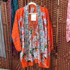 Johnny was silk Orange Floral Kimono